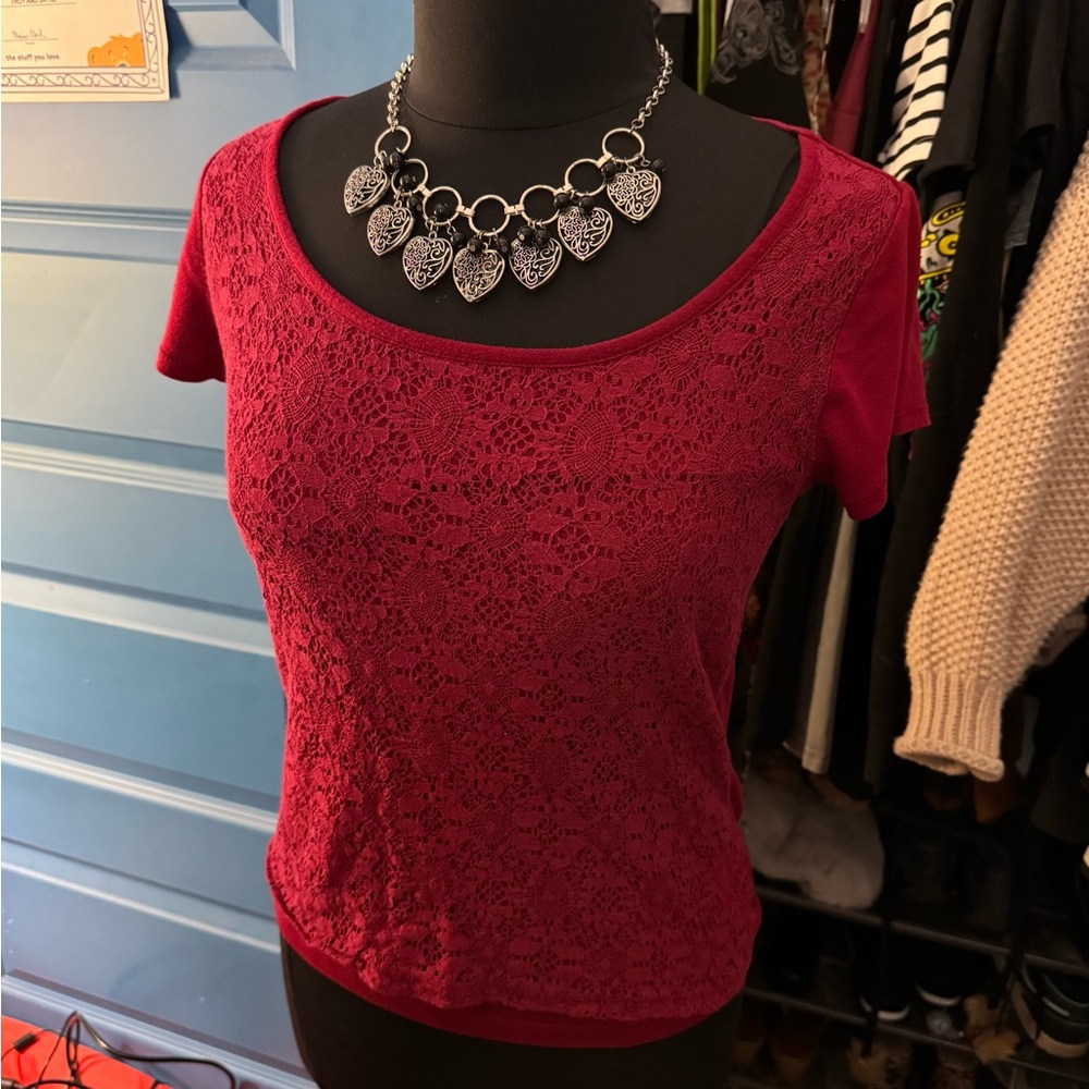 Liz Claiborne Lace Short Sleeve Top